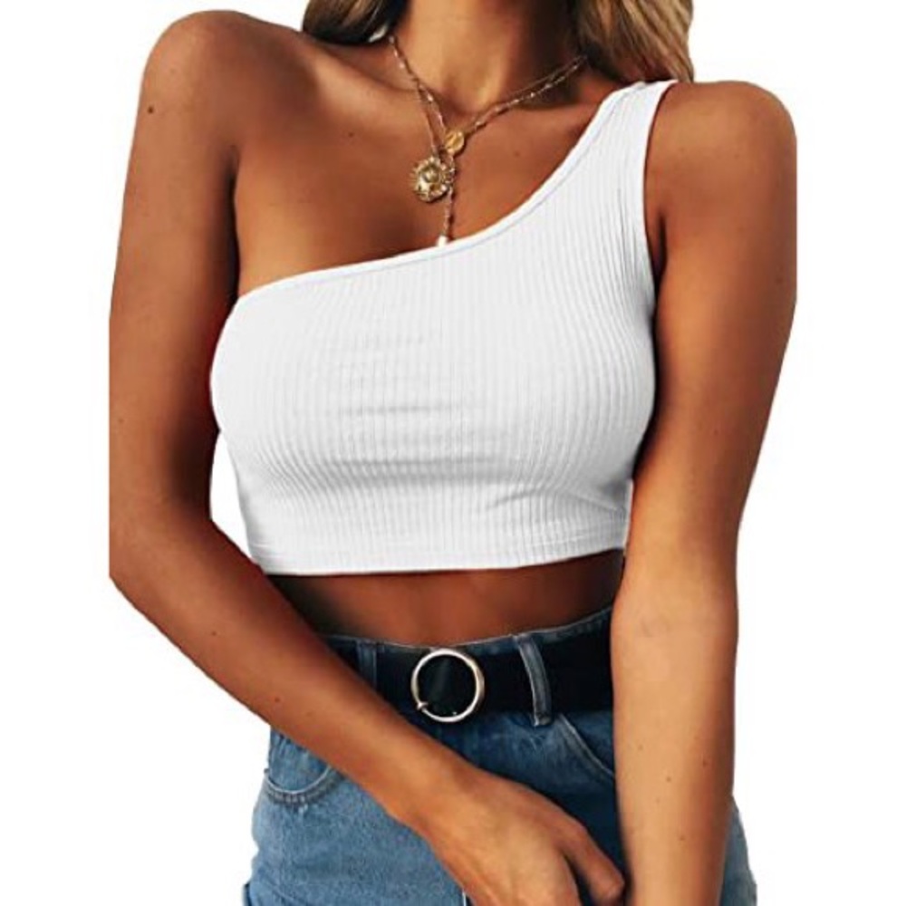 ANTHROPOLOGIE One Shoulder Ribbed Crop Top!